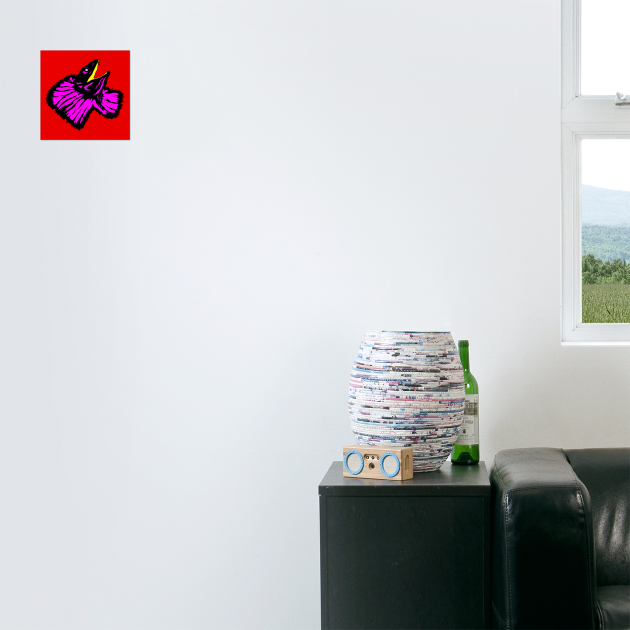 Stylized Neon Pink Frilled-neck Lizard by H. R. Sinclair